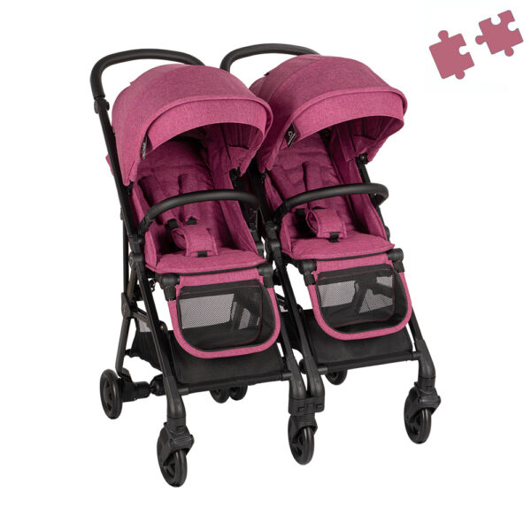 Two Bebe Καρότσι Διδύμων Διαιρούμενο Magenta