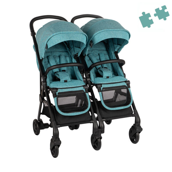 Two Bebe Καρότσι Διδύμων Διαιρούμενο Petrol