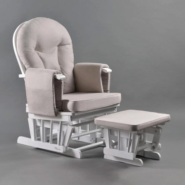 Baby Adventure Πολυθρόνα Θηλασμού Στρογγυλή Πλάτη Λευκή με Γκρι Ύφασμα