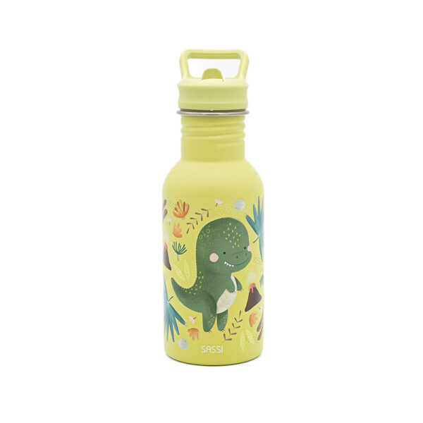 Sassi Ανοξείδωτο Μπουκάλι με Καλαμάκι Cracky The Dinosaur 500ml