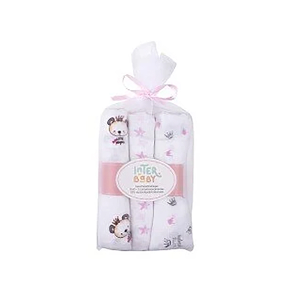 Interbaby Πάνες Αγκαλιάς Γάζα Bear Pink 80x80