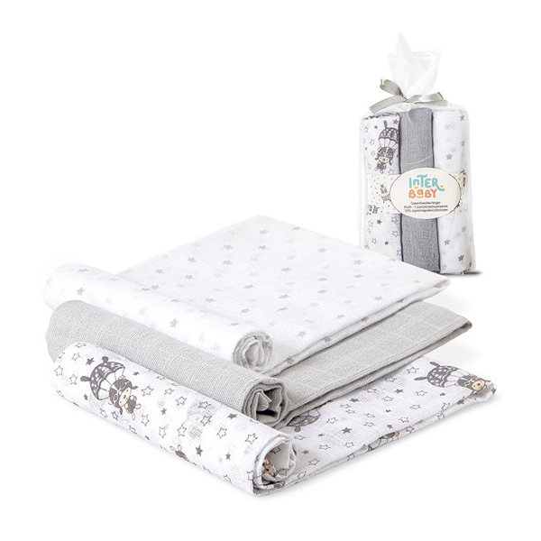 Interbaby Πάνες Αγκαλιάς Γάζα Paracaidista Grey 80x80