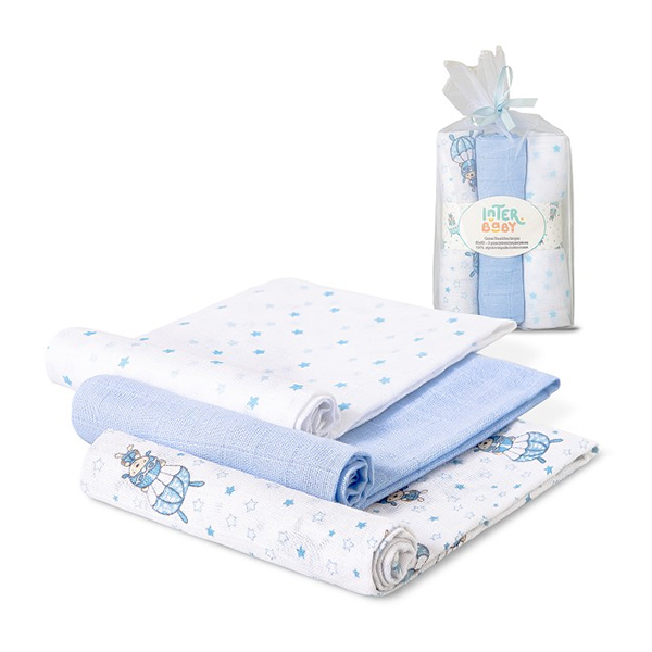 Interbaby Πάνες Αγκαλιάς Γάζα Paracaidista Blue 80x80