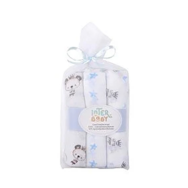 Interbaby Πάνες Αγκαλιάς Γάζα Bear Blue 80x80