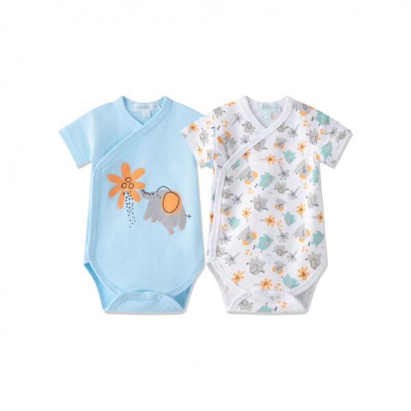 Ζιπουνάκια Βαμβακερά Amomi Ελεφαντάκι Λουλούδι Σιελ Σετ 2 τεμ. (ΚΜ)