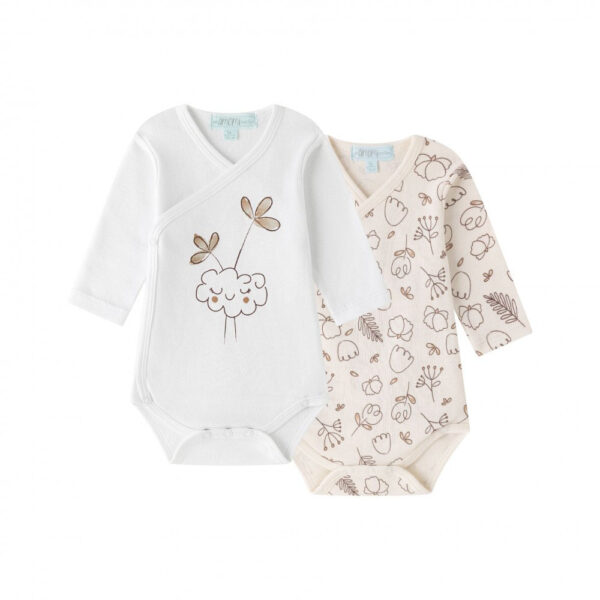 Ζιπουνάκια Βαμβακερά Amomi Flowers Beige Σετ 2 τεμ. (ΜΜ)