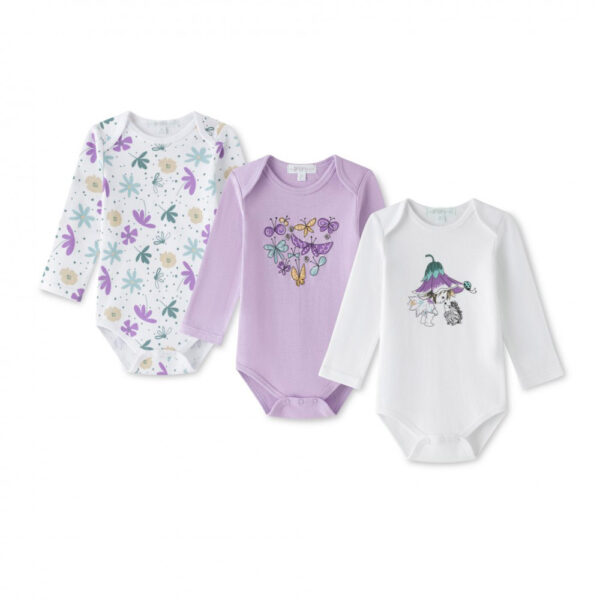 Ζιπουνάκια Βαμβακερά Amomi Λουλουδάκια Μωβ Σετ 3 τεμ. (ΜΜ)