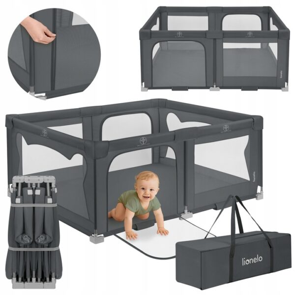 Lionelo Florence Easy Fold Πάρκο 150X180cm Gray Graphite