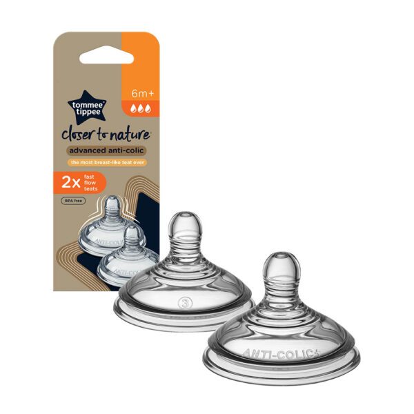 Tommee Tippee Θηλές Σιλικόνης Advance Anti Colic Γρήγορης  Ροής 6m+