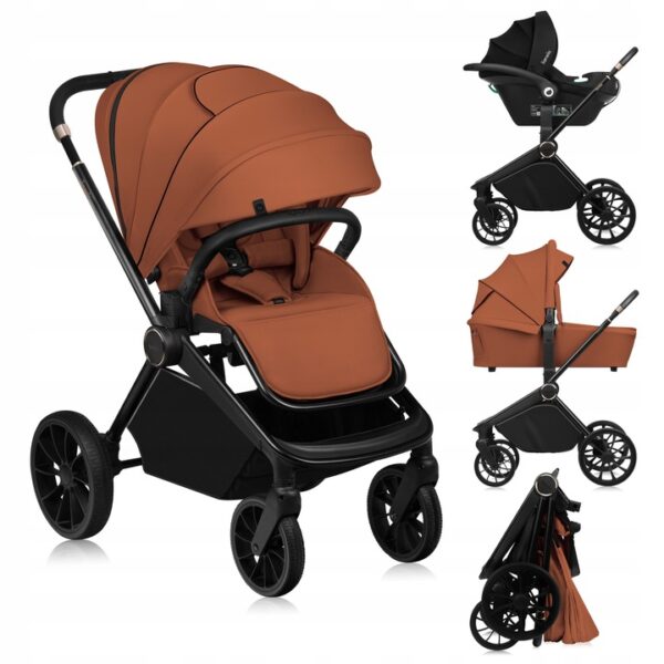 Lionelo Mika Plus Σύστημα Καροτσιού 3 σε 1 Brown Rust