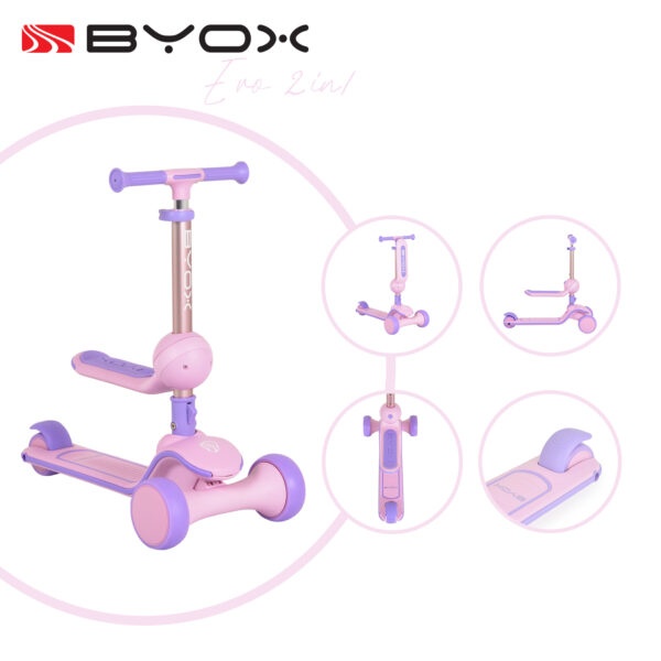 Byox Σκούτερ Evo Pink με Θέση 18m+
