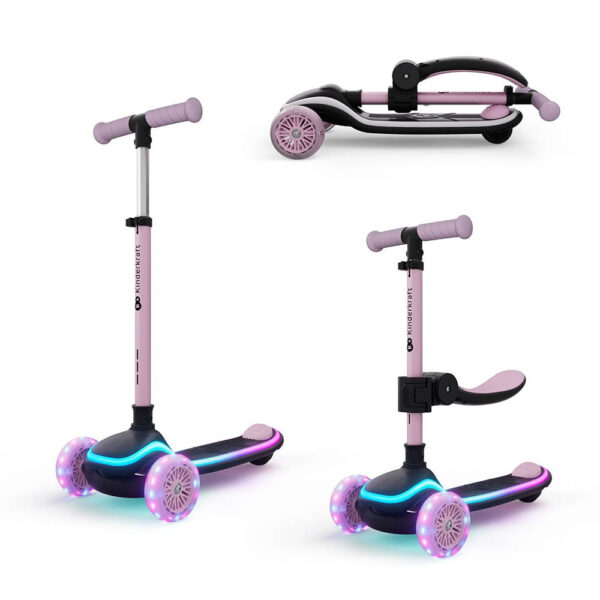 Kinderkraft Πατίνι Raket Up Pink με Θέση και Led Τροχούς