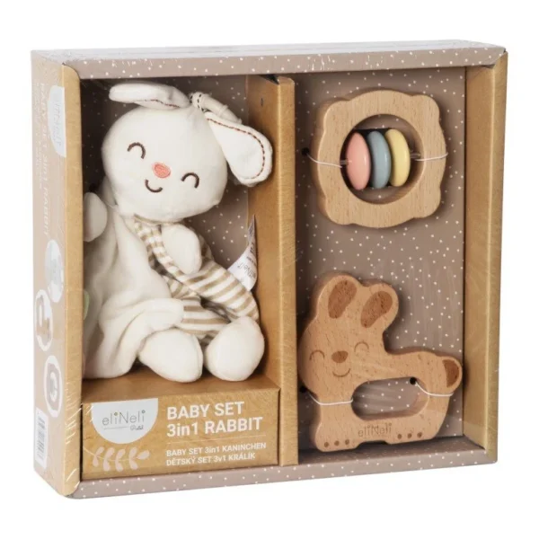 Eli Neli Montessori Rabbit Baby Set 3in1 Βρεφικό Σετ Δώρου