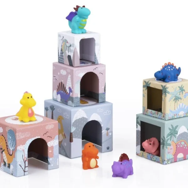 Eli Neli Montessori Dinosaurs Εκπαιδευτικοί Κύβοι Πυραμίδα Δεινόσαυροι 12m+