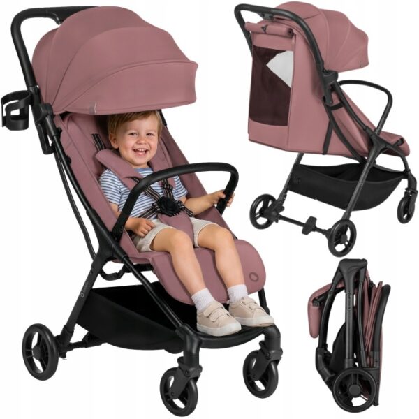 Lionelo Agia Auto Fold Καρότσι Ταξιδίου έως 22kg Pink Mauve