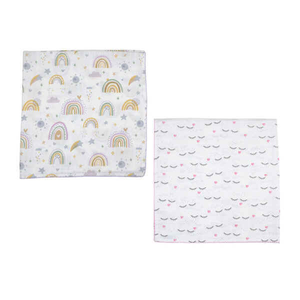 Ninetta Πάνες Αγκαλιάς Μουσελίνα Ροζ Μωβ 80x120cm 2pcs