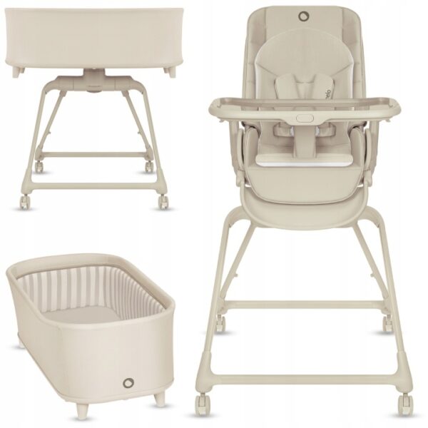 Lionelo Maddie Set Λίκνο-Ρηλάξ & Καρεκλάκι Φαγητού 3 σε 1 Beige