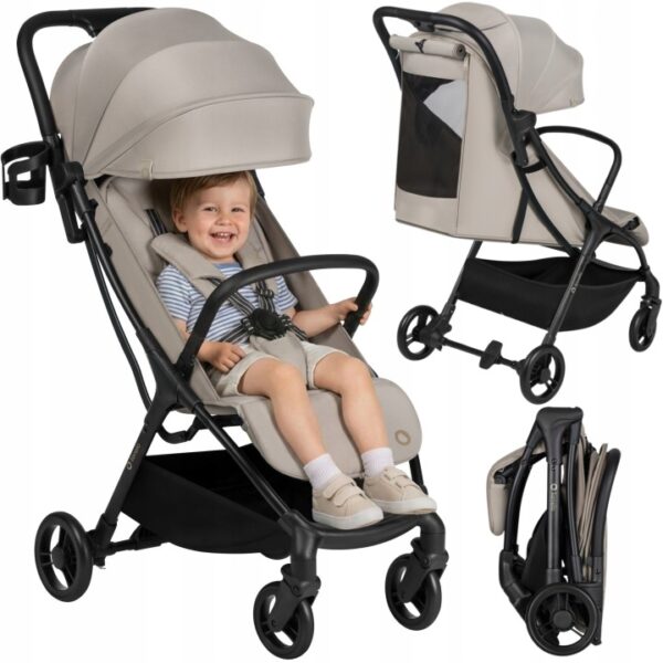 Lionelo Agia Auto Fold Καρότσι Ταξιδίου έως 22kg Beige Sand