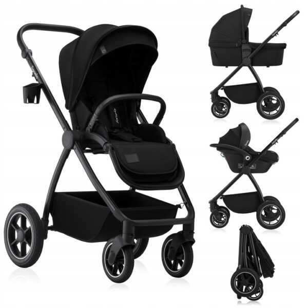 Lionelo Meril Καρότσι Βρεφικό έως 22kg 3 σε 1 Black Onyx